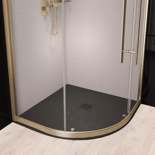 Crossland  800x800mm Quad Shower Tray with Slate Finish  - Black