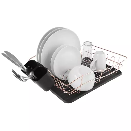 Essentials Rose Gold Dish Rack With Tray