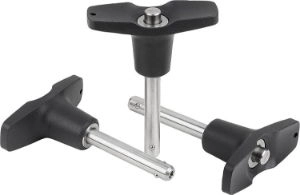 K0792 - Ball Lock Pins With T-Grip Self-Locking In Plastic & Stainless Steel