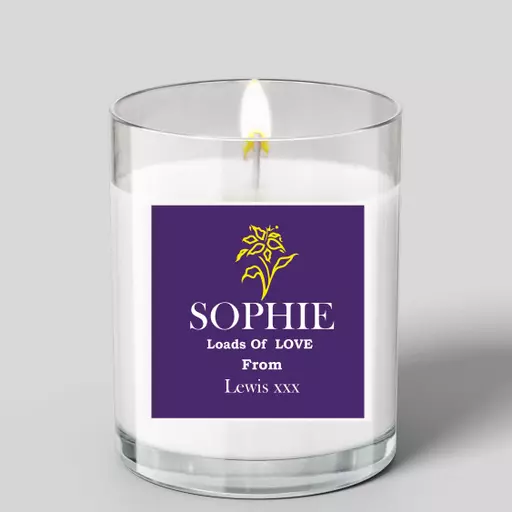 Personalised Name & Message Glass Scented Candle with Lid