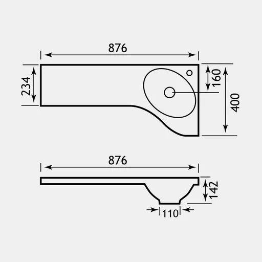 Oslo 87cm x (400x234)cm Right Hand (RH) 1 Tap Hole Corner Combi Long Basin - White