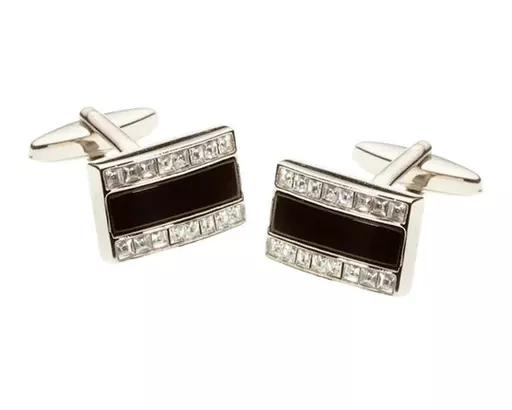 Onyx & Crystal Rectangular Cufflinks (2)