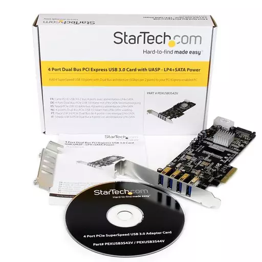 StarTech.com 4 Port PCI Express (PCIe) SuperSpeed USB 3.0 Card Adapter w/ 2 Dedicated 5Gbps Channels - UASP - SATA / LP4 Power