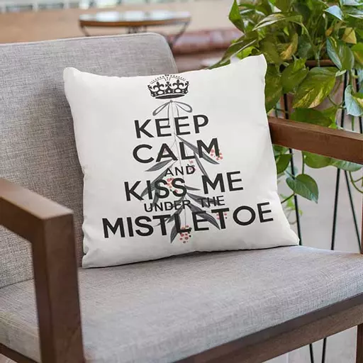 Keep Calm & Kiss Me Under the Mistletoe - Personalised Christmas Cushion