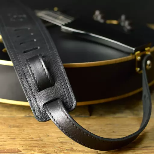 2.5 6 STAR Leather Backed Strap - Black/Black & six gold stars