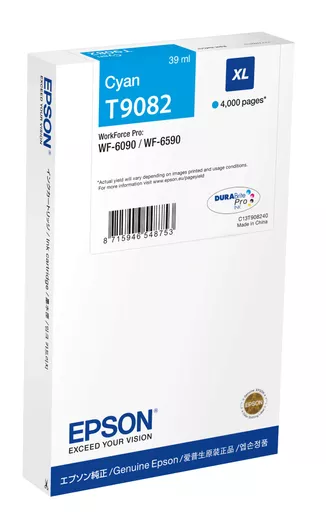 Epson C13T908240/T9082 Ink cartridge cyan XL, 4K pages 39ml for Epson WF 6090