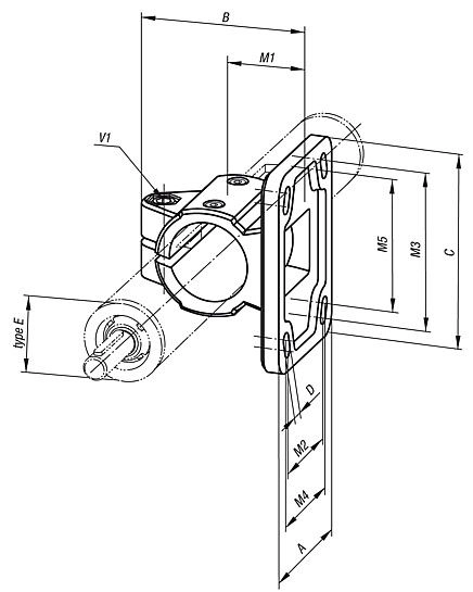 Tube Clamp With Flange For Linear Actuator. To Suit 18mm Round Tube. Aluminium.