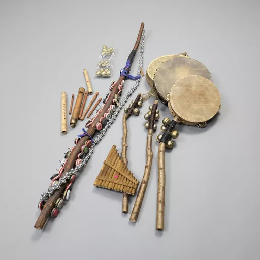 South American percussion and wind instruments