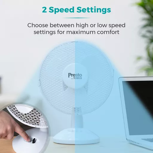 Presto 9 Inch Desk Fan White