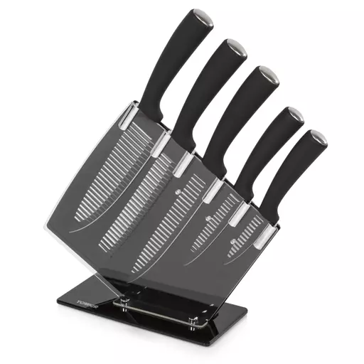 5 Piece Grooved Knife Set with Stand