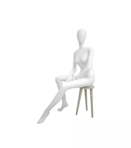 Gloss White Female Faceless Mannequin - Seated