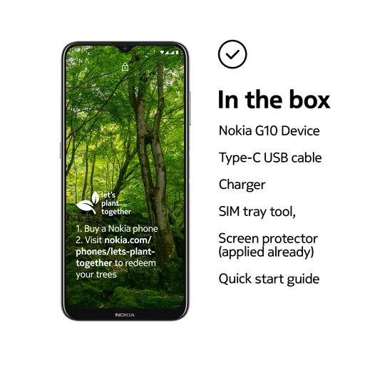 Nokia G G10 smartphone Scandinavian design, Dual SIM, RAM 3GB, ROM 32GB, up to 3 days battery life, improved 6.5" display, triple camera with AI modes, Android 11 - Purple