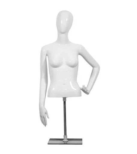 Gloss Sparkle White Faceless Female Mannequin Torso with Stand