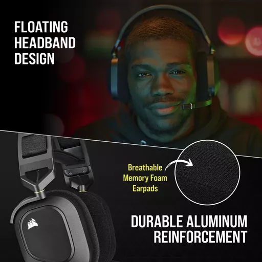 Corsair HS80 RGB Headset Wireless Head-band Gaming Black