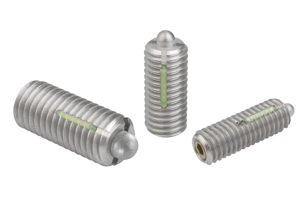 K0329 Inch - Spring Plungers With Hex Socket And Thrust Pin In Stainless Steel With Thread Lock