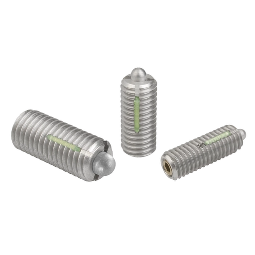 K0329 Inch - Spring Plungers With Hex Socket And Thrust Pin In Stainless Steel With Thread Lock