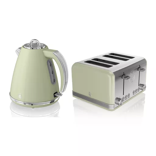 Retro 1.5L Kettle and 4 Slice Toaster Bundle in Green