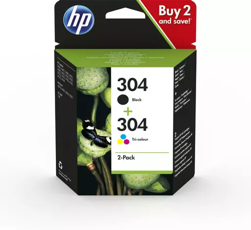 HP 3JB05AE/304 Printhead cartridge multi pack black + color 100 pg + 120 pg Pack=2 for HP DeskJet 2620/3720