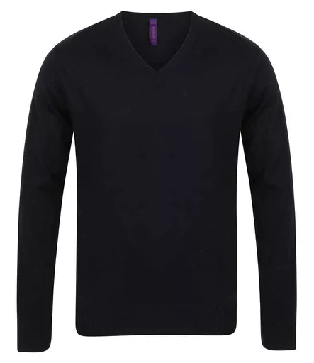 Henbury Lightweight Cotton Acrylic V Neck Sweater