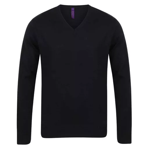 Henbury Lightweight Cotton Acrylic V Neck Sweater