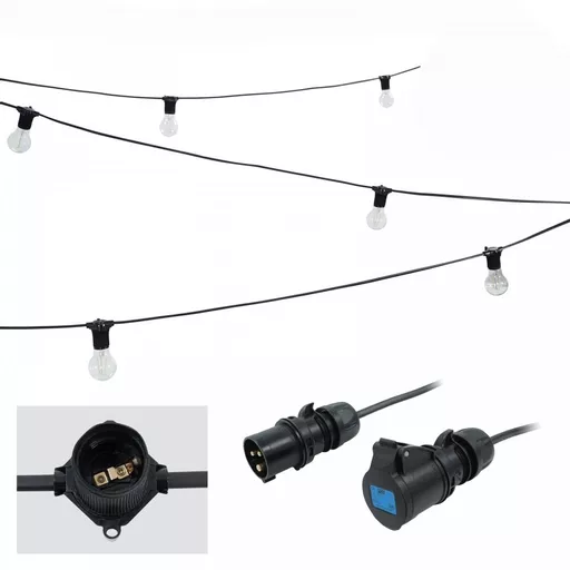 PCE 25m ES Festoon 0.5m Spacing 16A Plug