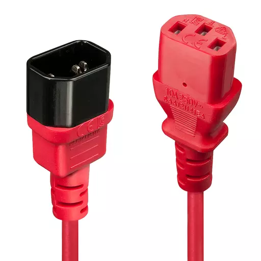 Lindy 0.5m C14 to C13 Extension Cable, red