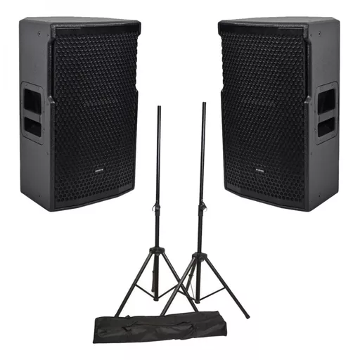 Citronic CORVA-15A Active PA Speakers with Stand Kit Bundle