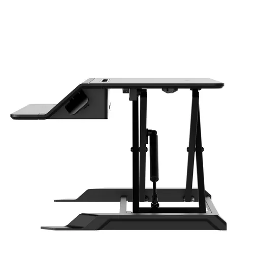 Fellowes Sit Stand Desk Riser - Lotus LT Height Adjustable Sit Stand Desk Converter with Convenient Device Channel - No Assembly Required - Max Weight 17KG - Black