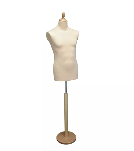 Exclusive Male Tailors Dummy with Round Base - Natural