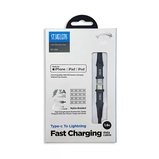 Joyroom - ST-C04 1.8M  St Helens MFI Certified Braided Type-C to Lightning Charging Cable (Black)