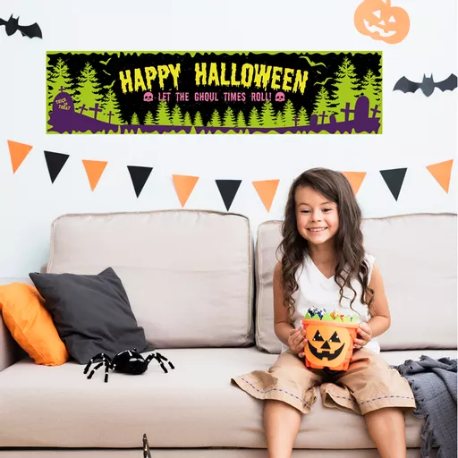 Happy Halloween Cemetery Banner