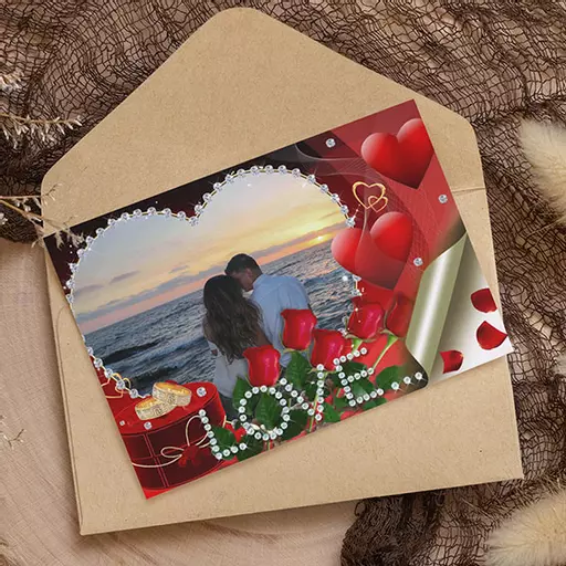Personalised Love Heart Photo Folded Card