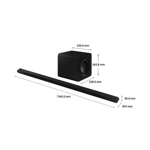 Samsung HW-S800B/XU soundbar speaker Black 3.1.2 channels 330 W