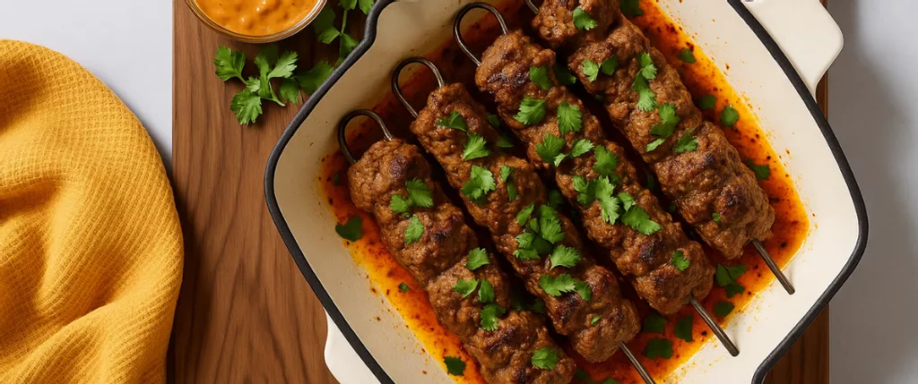 Indian Style Beef Satay with Curried Cashew Sauce