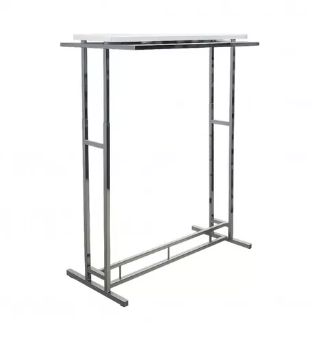Adjustable Chrome Double Clothes Rail with Top Shelf Support