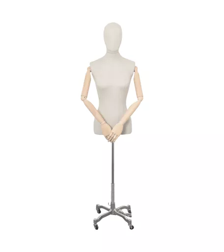 Articulated Armed Female Vintage Mannequin on Chrome Stand