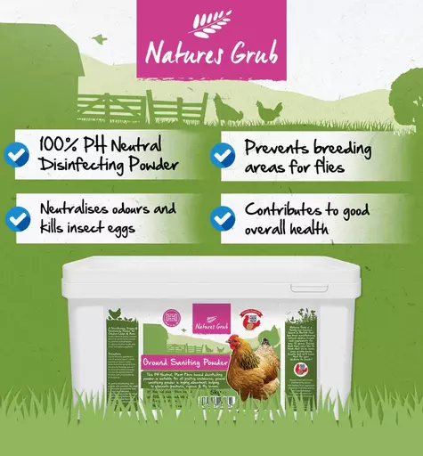 natures grub 2-5kg bucket ground sanitising powder information sheet.webp