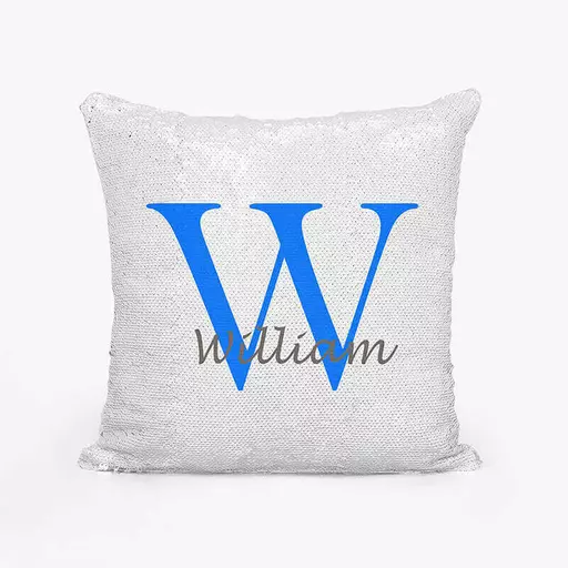 Personalised Sequin Magic Cushion For Him – Custom Initial & Name Gift