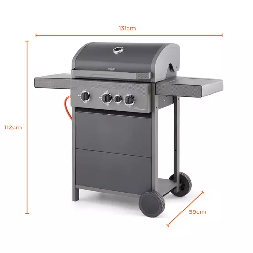 Matrix Black 3 Burner Gas BBQ Grill