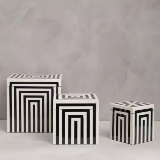 Decorative Box, Andrea, Black & White, Medium