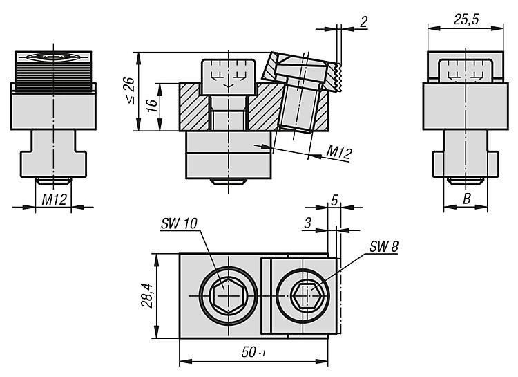 Toe Clamp. 18mm Slot Width. 18kN Clamping Force. Steel.