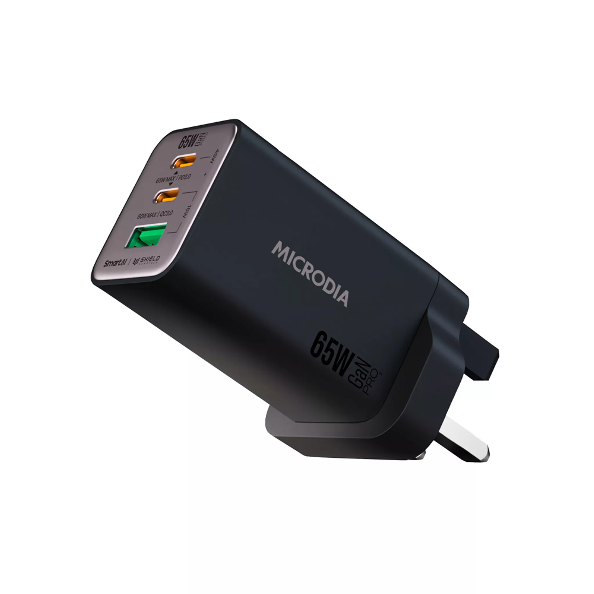 65W Dual USB-C & USB-A SmartAI PD Wall Microdia Charger Plug in Default