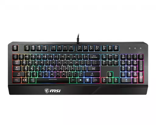 MSI VIGOR GK20 RGB Gaming Keyboard ' UK Layout, Membrane switches, Rainbow RGB Lighting effect, Ergonomic keycaps, Hotkeys for media and lighting control, water repellent keyboard design'