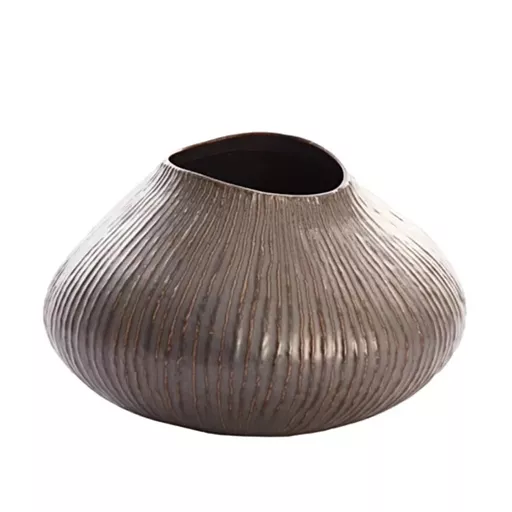 Vase, Fili, Ceramic, Ribbed Textured Bronze, Small