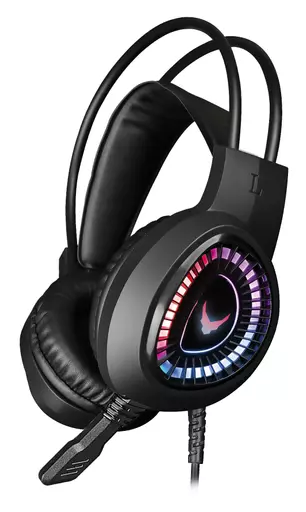 Varr Pro Gaming Headset with RGB Backlight, Works with PS5 and Xbox Series X/S, Microphone Boom, 15mW speakers, uses 3.5mm for music output and USB-A port for powering the backlight only, Cable 2.1m, Black
