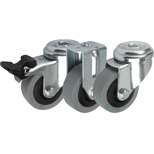 K1761 - Sheet Steel Swivel and Fixed Castors With Solid Rubber Tyres