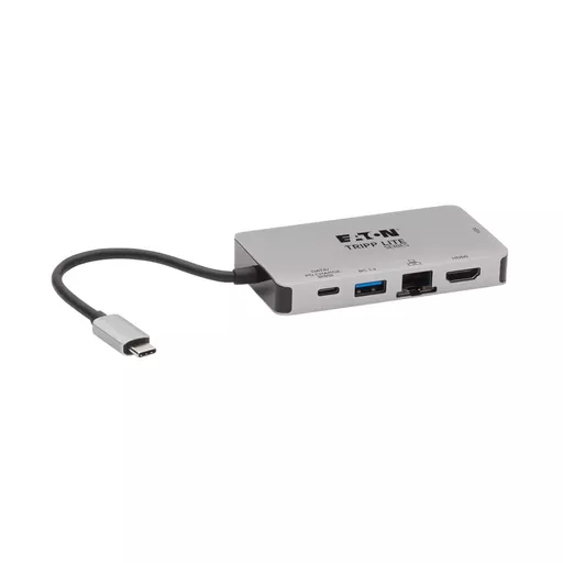 Tripp Lite U442-DOCK6-GY USB-C Dock, Dual Display - 4K HDMI, VGA, USB 3.x (5Gbps), USB-A/C Hub, GbE, 100W PD Charging