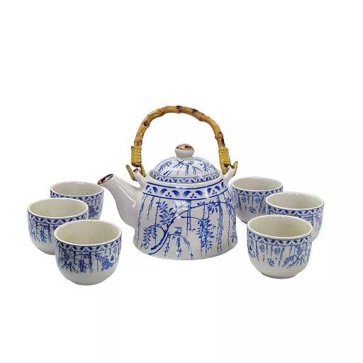Tea Set Blue and White Wisteria Design
