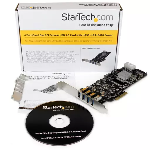 StarTech.com 4 Port USB 3.0 PCIe Card w/ 4 Dedicated 5Gbps Channels (USB 3.1 Gen 1) - UASP - SATA / LP4 Power - PCI Express Adapter Card