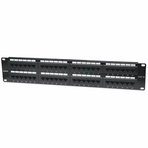 Intellinet Patch Panel, Cat6, UTP, 48-Port, 2U, Black